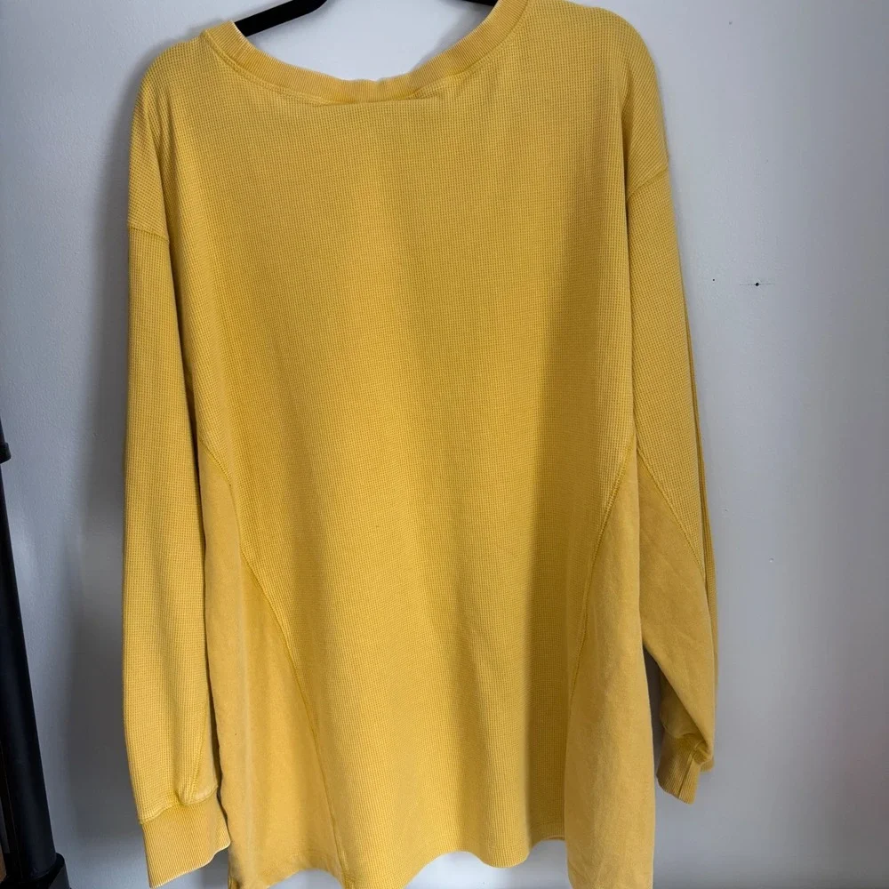 Wild Fable Yellow Waffle Knit Long Sleeve Sweatshirt Top‎ XXL - Picture 4 of 6